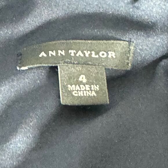 Ann Taylor Navy Ruffle Front Dress Sz 4 - Picture 7 of 11